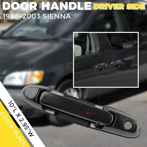 RP Remarkable Power, DHE107 Fit For 1998-2003 Sienna Front Driver Left Side Exterior Door Handle Color: Black (Non-Paint) in Saudi Arabia