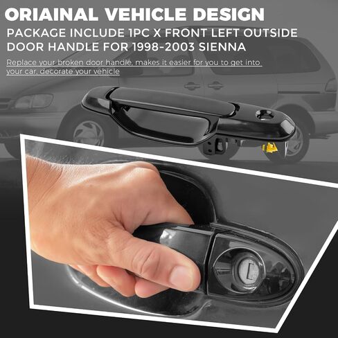 RP Remarkable Power, DHE107 Fit For 1998-2003 Sienna Front Driver Left Side Exterior Door Handle Color: Black (Non-Paint) in Saudi Arabia
