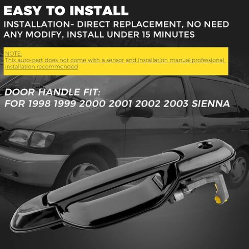 RP Remarkable Power, DHE107 Fit For 1998-2003 Sienna Front Driver Left Side Exterior Door Handle Color: Black (Non-Paint) in Saudi Arabia