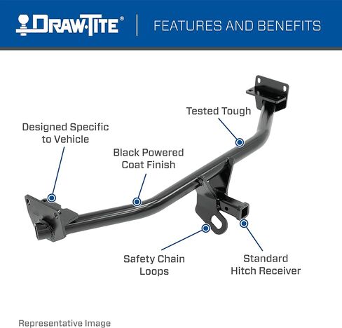 Draw-Tite 36643 Class 2 Trailer Hitch, 1-1/4-Inch Receiver, Black, Compatable with 2019-2022 Toyota Avalon, 2018-2022 Toyota Camry in Kuwait