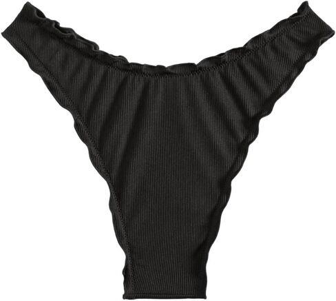 Milumia Women's Bikini Bottoms Solid Ruched Lettuce Trim Swim Bottom Swimwear in Kuwait