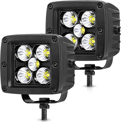 OFFROADTOWN Flush Mount LED Pods، 2PCS 5 بوصة 100W LED أضواء القيادة بقعة الفيضانات التحرير والسرد شعاع عكس النسخ الاحتياطي ضوء مقاوم للماء فلوش جبل ضوء القرون أضواء الطرق الوعرة لشاحنة بيك اب جيب UTV ATV SUV in Kuwait