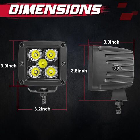 OFFROADTOWN Flush Mount LED Pods، 2PCS 5 بوصة 100W LED أضواء القيادة بقعة الفيضانات التحرير والسرد شعاع عكس النسخ الاحتياطي ضوء مقاوم للماء فلوش جبل ضوء القرون أضواء الطرق الوعرة لشاحنة بيك اب جيب UTV ATV SUV in Kuwait