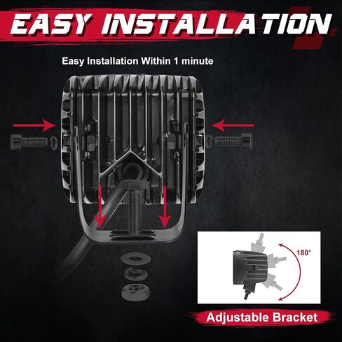 OFFROADTOWN Flush Mount LED Pods، 2PCS 5 بوصة 100W LED أضواء القيادة بقعة الفيضانات التحرير والسرد شعاع عكس النسخ الاحتياطي ضوء مقاوم للماء فلوش جبل ضوء القرون أضواء الطرق الوعرة لشاحنة بيك اب جيب UTV ATV SUV in Kuwait