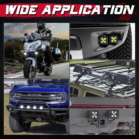OFFROADTOWN Flush Mount LED Pods، 2PCS 5 بوصة 100W LED أضواء القيادة بقعة الفيضانات التحرير والسرد شعاع عكس النسخ الاحتياطي ضوء مقاوم للماء فلوش جبل ضوء القرون أضواء الطرق الوعرة لشاحنة بيك اب جيب UTV ATV SUV in Kuwait