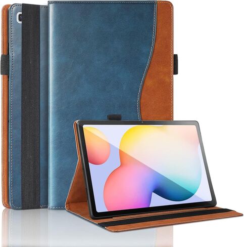 Case for Samsung Galaxy Tab S6 Lite 10.4 inch 2024/2022/2020 (SM-P620/P625/P610/SM-P615/SM-P613/SM-P619) Business PU Leather Multi-Angle Stand Flip Case with Pencil Holder-Turquoise in Kuwait
