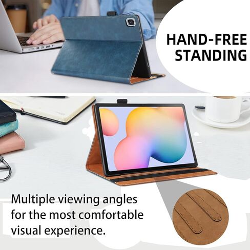 Case for Samsung Galaxy Tab S6 Lite 10.4 inch 2024/2022/2020 (SM-P620/P625/P610/SM-P615/SM-P613/SM-P619) Business PU Leather Multi-Angle Stand Flip Case with Pencil Holder-Turquoise in Kuwait