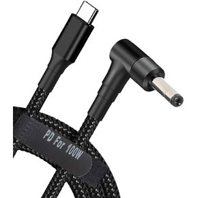 محول كابل شحن USB C إلى كمبيوتر محمول نحيف ذكر من النوع C إلى محول DC 6.5 قدم 100 وات PD سلك إمداد شاحن الطاقة لجهاز Lenovo Yoga 510، Ideapad 710S، Flex 4-1480، P/N: 5A10K78761 (4.0 × 1.7 مم عام)