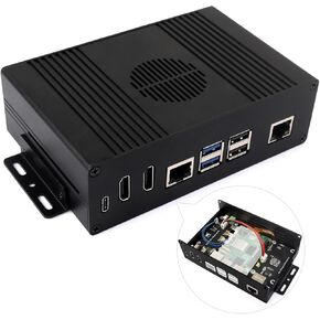 Waveshare Multi-Functional All-in-One Mini-Computer Kit, Compatible with Raspberry Pi 5, Aluminum Alloy Case, Comes with PCIe to Gigabit ETH Adapter