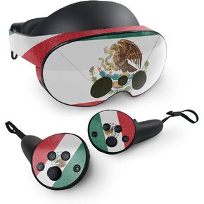 MightySkins Glossy Glitter Skin Compatible with Meta Quest Pro - Mexican Flag | Protective, Durable High-Gloss Glitter Finish | Easy to Apply, Remove, and Change Styles | Made in The USA