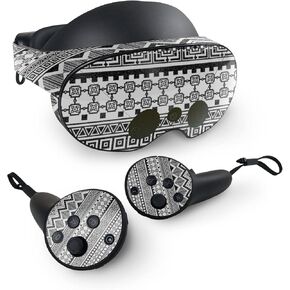 MightySkins Glossy Glitter Skin Compatible with Meta Quest Pro - Black Aztec | Protective, Durable High-Gloss Glitter Finish | Easy to Apply, Remove, and Change Styles | Made in The USA