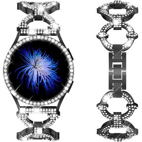Mesime Bling Bands Compatible with Samsung Galaxy Watch 7 40mm 44mm, 20mm Stylish Replacement Strap Galaxy Watch 7 Band with Rhinestone Protective Case for Women