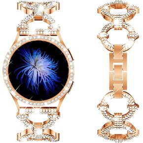 Mesime Bling Bands Compatible with Samsung Galaxy Watch 7 40mm 44mm, 20mm Stylish Replacement Strap Galaxy Watch 7 Band with Rhinestone Protective Case for Women