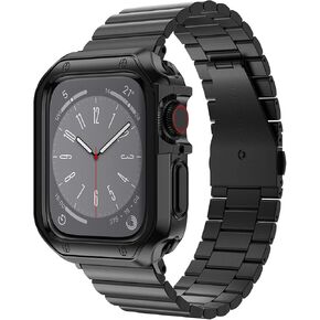 MRYUESG Compatible with Apple Watch Band and Case, Stainless Steel Metal Chain with TPU Cover, Smart-Watch Link Bracelet Strap, Wrist-Band for i-Watch Ultra Ultra2 Series 9 8 7 6 5 4 3 2 1 SE