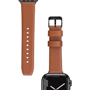 maogoam For Apple Watch Band Leather Strap 42/44/45mm, Genuine Calfskin Leather iWatch Bands 9/8/7/6/5/4/3/2/1 SE Wristband Straps, Dark Brown