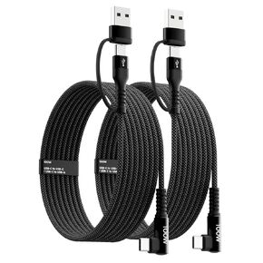 100W Fast USB C Charger Cable Right Angle, [2Pack 6ft] USB C to USB C Cable, 90 Degree Type C Braided Charging Cord, for iPhone 15, Samsung Galaxy UItra S23, MacBook Pro 2020, iPad Pro/Air 4, Pixel