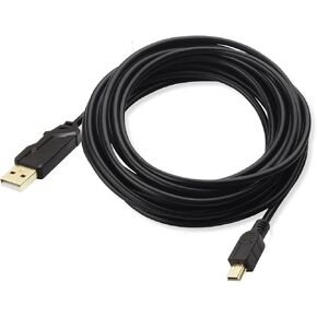 15ft/4.5m Mini USB Cables, 5 Pin USB 2.0 Type A Male Mini USB Charging Cable with Gold-Plated Connectors for PS3 Controller, Digital Camera(Canon, Sony), MP3 Player -Black