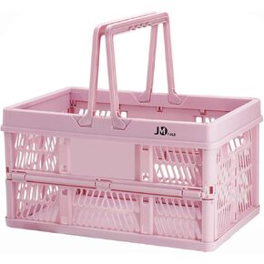 Shopping Basket, Picnic Basket, Basket with Handle, Collapsible Plastic Folding Box, Folding Storage Basket, Medium 19 Liter (White)