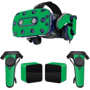 MightySkins Skin Compatible with HTC Vive Pro VR Headset - Solid Green | Protective, Durable, and Unique Vinyl Decal wrap Cover | Easy to Apply, Remove, and Change Styles | Made in The USA