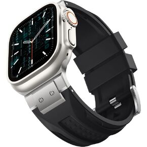 Compatible with Apple Watch Ultra 2 Bands 49mm for Men, Adjustable Silicone Band Also Fit for Apple Watch Series 10 46mm for iWatch Series 9/8/7 45mm SE/6/5/4 44mm 3/2/1 42mm, Navy Blue