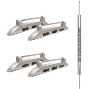 Spring Bar Watchband Connectors for Apple Watch Band Adapter, Replacement Link Attachment for iWatch Ultra(49mm) Series 9 8 7(45mm 41mm) 6 5 4 SE(44mm 40mm) 3 2 1(42mm 38mm) Strap 2pack