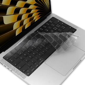 ProElife Keyboard Cover Skin for EU/UK (ISO) 2024 2023 2022 MacBook Air 13.6 15 inch M3 M2 A2681/A2941 & 2023-2021 MacBook Pro 14 16 inch M3 M2 M1 Pro/Max A2779/A2780/A2442/A2485 Accessory (Clear)