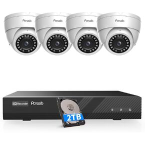 8 Channel Security Camera System, 8X 5MP Wired Home Surveillance IP Dome Camera with AI Human Detection, Built-in Mic, Remote Access, 24/7 Recording, 4K 8CH PoE NVR 2TB HDD, PD94CA0808-5M2
