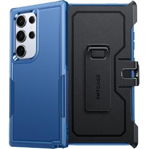 FNTCASE for Samsung Galaxy S24-Ultra Case: Dual Layer Military Grade Drop Protection Cell Phone Cover with Belt-Clip Holster | Rugged Durable Heavy Duty Shockproof Protective Bumper Tough (Black)
