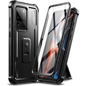Dexnor Full Body Case for Samsung Galaxy S20 Ultra/6.9 inches, [Built in Screen Protector and Kickstand] Heavy Duty Military Grade Protection Shockproof Protective Cover for Galaxy S20 Ultra,Black