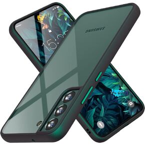 MATEPROX Compatible with Samsung Galaxy S22 Plus Case, Clear Thin Slim Crystal Transparent Shockproof Bumper Cover for Samsung S 22+ 5G (2022)-Pine Green