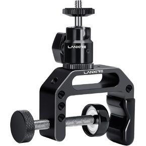 C Clamp Camera Mount with Mini Ball head Adapter - 1/4" Screw - 1/4" and 3/8" Threaded Holes - for Camera, Gopro, Insta360, Flash Light, Monitor, Microphone