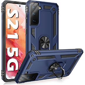 Vaki Samsung Galaxy S21 5G Military Grade Rugged Shockproof Case with Kickstand (Blue)