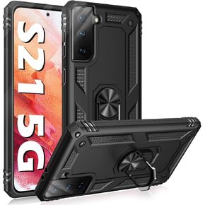 Vaki Samsung Galaxy S21 5G Military Grade Rugged Shockproof Case with Kickstand (Blue)