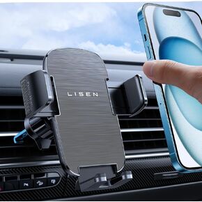 LISEN Phone Holders for Your Car Vent [Military Stable], Universal Car Phone Holder Mount with Metal Air Vent Clip Cell Phone Car Mount for iPhone 16 Car Mount for iPhone 15 Pro Max 14 13, Grey