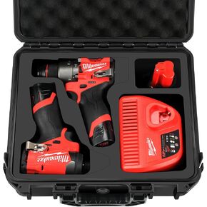 Case for Milwaukee M12 Impact Driver & Drill Set - Waterproof Tool Box with Removable Modules for Milwaukee Fuel Tools Combo Kit, Tool Bag for Hammer Drill/Impact Driver/Battery/Charger(Case Only)