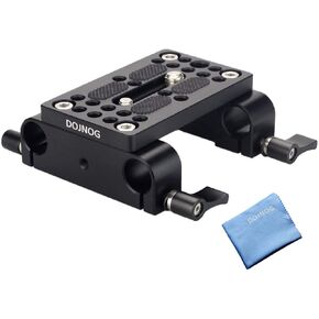 Universal Baseplate/Tripod Mounting Plate with Dual 15mm Rod Clamp for Rod Support System, for DSLR Camera Cages