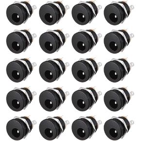 uxcell DC-022 5.5mmx2.1mm DC Power Jack Socket 3 Pin Female Panel Mount Connector 20pcs