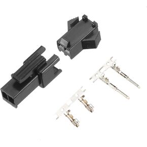 uxcell 100 Pairs 2.54mm 2 Pin Black Plastic Male Female -SM Housing Crimp Terminal Connector