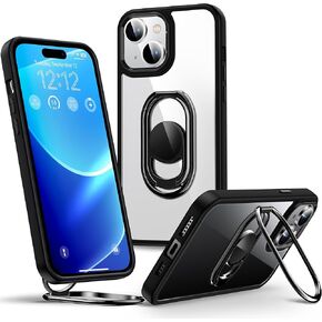 Shields Up for iPhone 16 Pro Case with Stand, Phone Case Clear with Double Ring Holder [Adjustable & Foldable] Shockproof Protective Cover for iPhone 16 Pro 6.3 inch - Clear