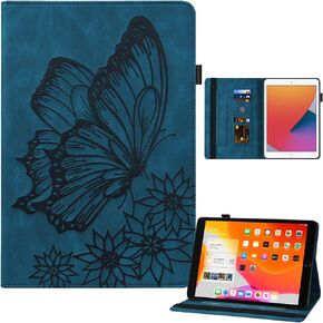 Case for iPad 10.2-Inch (2021/2020/2019 Model, 9th/8th/7th Generation), Soft Back Case Protective Cover Smart Stand Case with Card Slots Pen Holder and Auto Wake/Sleep, Red