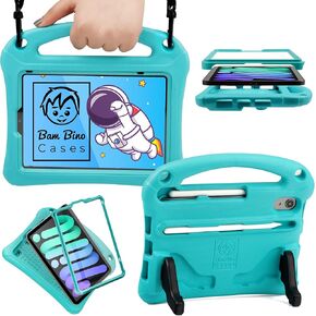 Bam Bino Space Suit for iPad Mini 6 Case Kids, iPad Mini 6th Generation Case for Kids | Designed in Australia, Made for Children | Screen Guard, Strap, Pencil Slot, Eco-Mailer