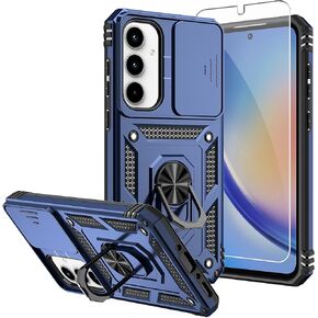 for Samsung Galaxy A35 5G Case,Galaxy A35 5G Case,with Screen Protectors and Camera Cover,[Military Grade] 16ft.Drop Tested Cover with Magnetic Kickstand Protective Case for Samsung A35 5G, Blue