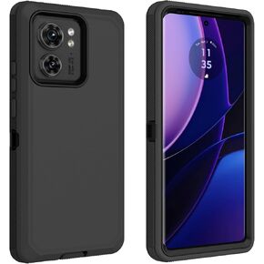 for Motorola Edge 2023 Case (Not for Edge+ Version), Defender Case Heavy Duty Shockproof Dustproof 3 in 1 Rugged Protective Phone Cover for Motorola Moto Edge 2023 (Black)