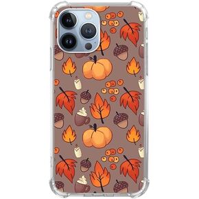 Fall Leaves Pumpkin Acorns Case Compatible with iPhone 14 Pro, Aesthetic Autumn Halloween Case for iPhone 14 Pro for Teens Men and Women, Cool TPU Bumper Phone Case Cover