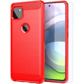 for Moto One 5G Ace case,Motorola one 5G Ace Case with HD Screen Protector, Soft TPU Slim Fashion Non-Slip Protective Phone Case Cover for Motorola Moto One 5G UW Ace (Black Brushed TPU)