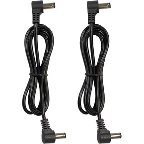 AWEHIRU (2) Pack 3 Foot Right Angle DC Power 5.5mm x 2.1mm Patch Cables Wire Male to Male