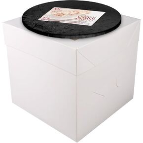 Cakebon Cake Boxes with Cake Drums (Gold, 10 inch) 1/2" Thick (1-pack) - Cake Boxes 10 Inch for Birthdays, Weddings and Christmas Parties - Cake Boxes with Window