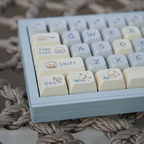 PBT Cat Keycaps Set XDA Profile Cute Keycaps 148 Keys Custom Dye-Sublimation Keyboard Keycaps for 60% 65% 70% 75% 100% Cherry Gateron MX Switches Mechanical Keyboards