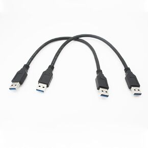 Short USB to USB Cable 1 Ft,USB 3.0 Type A Male to Male Charging and Data Transfer Cable USB Cord for Hard Drive, DVD Player, Laptop, Monitor and More,2Pack