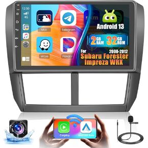 Android 13 Car Stereo for Subaru Forester Impreza WRX STI 2008-2012 with Wireless Carplay Android Auto, Fuluku 2+64GB 9'' Touch Screen Car Radio GPS WiFi Bluetooth SWC MIC Backup Camera Mirror Link